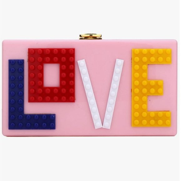Love Lego pink acrylic clutch purse new - Picture 2 of 6